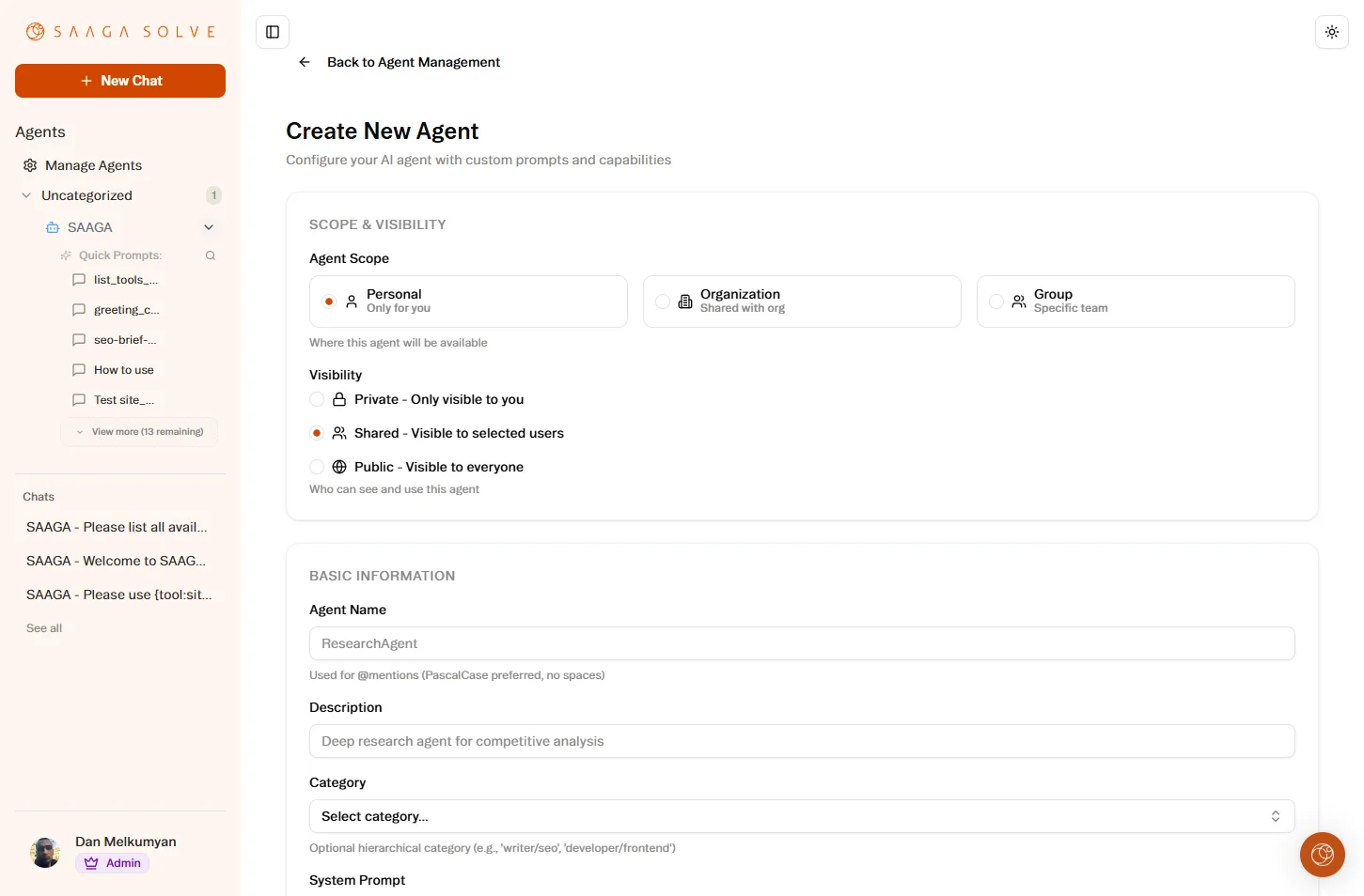 Create your own agent or choose a tool